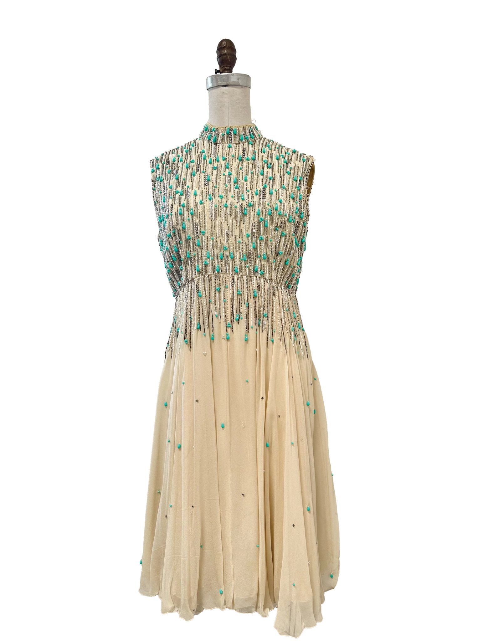 Burning Torch | 1960's Chiffon Beaded Dress Burning Torch | 1960's Chiffon Beaded Dress