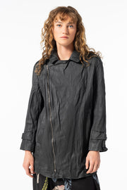 WASHED LEATHER MICRO TRENCH, VINTAGE BLACK - Burning Torch Online Boutique