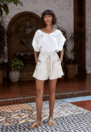 WILCOX SPLATTER VNECK TOP - SAMPLE 71900 - Burning Torch Online Boutique