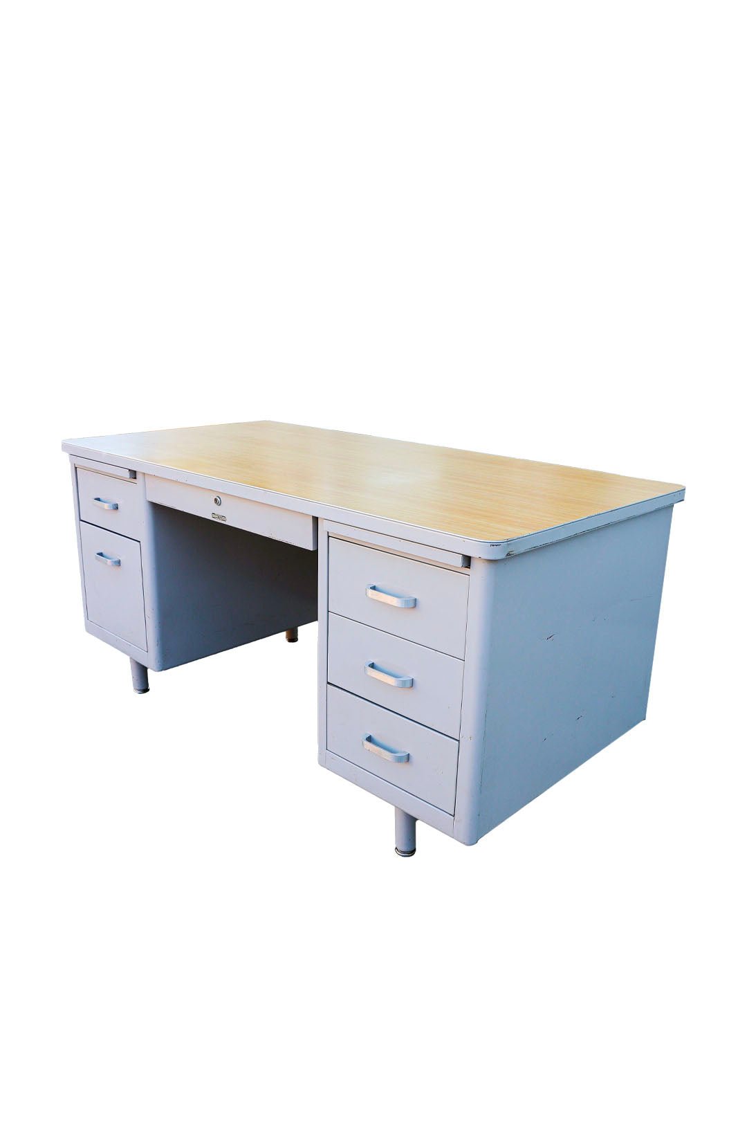 1970s Vintage McDowell and Craig Metal Tanker Desk Burning Torch