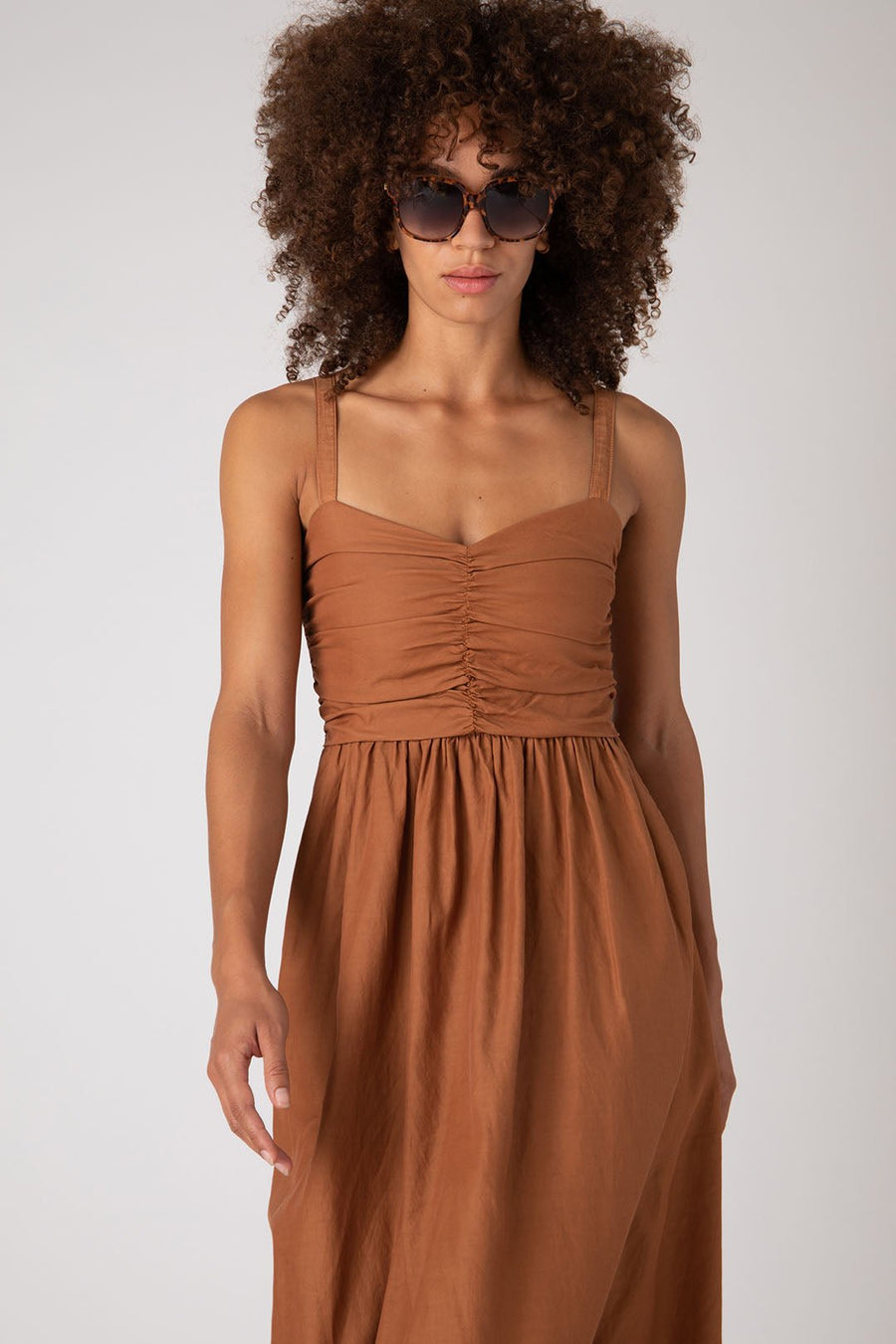 BRYCE RUCHED BODICE DRESS, AMBER - Burning Torch Online Boutique