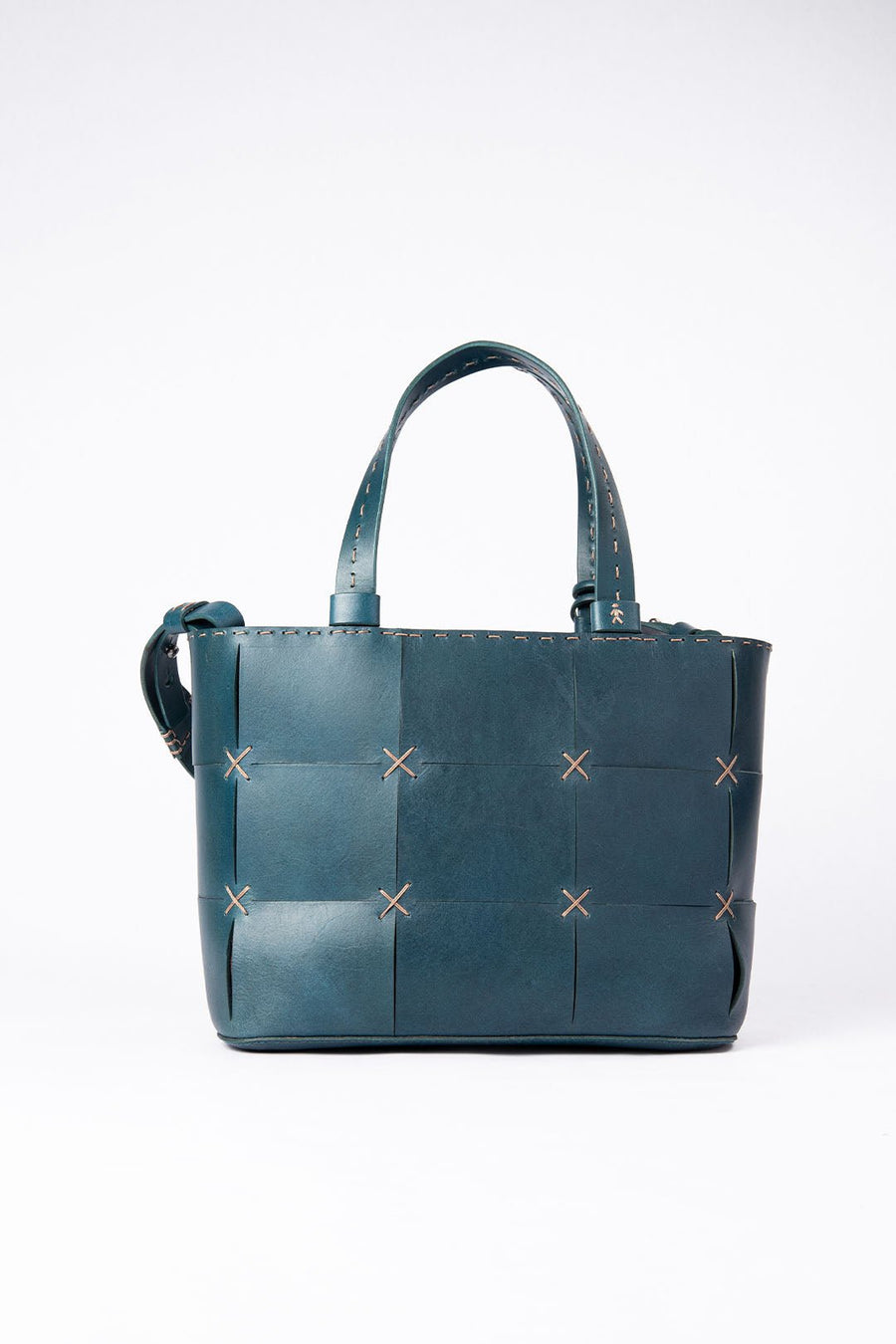 HENRY BEGUELIN PATCHWORK LEATHER BAG, TURQUOISE - Burning Torch Online Boutique