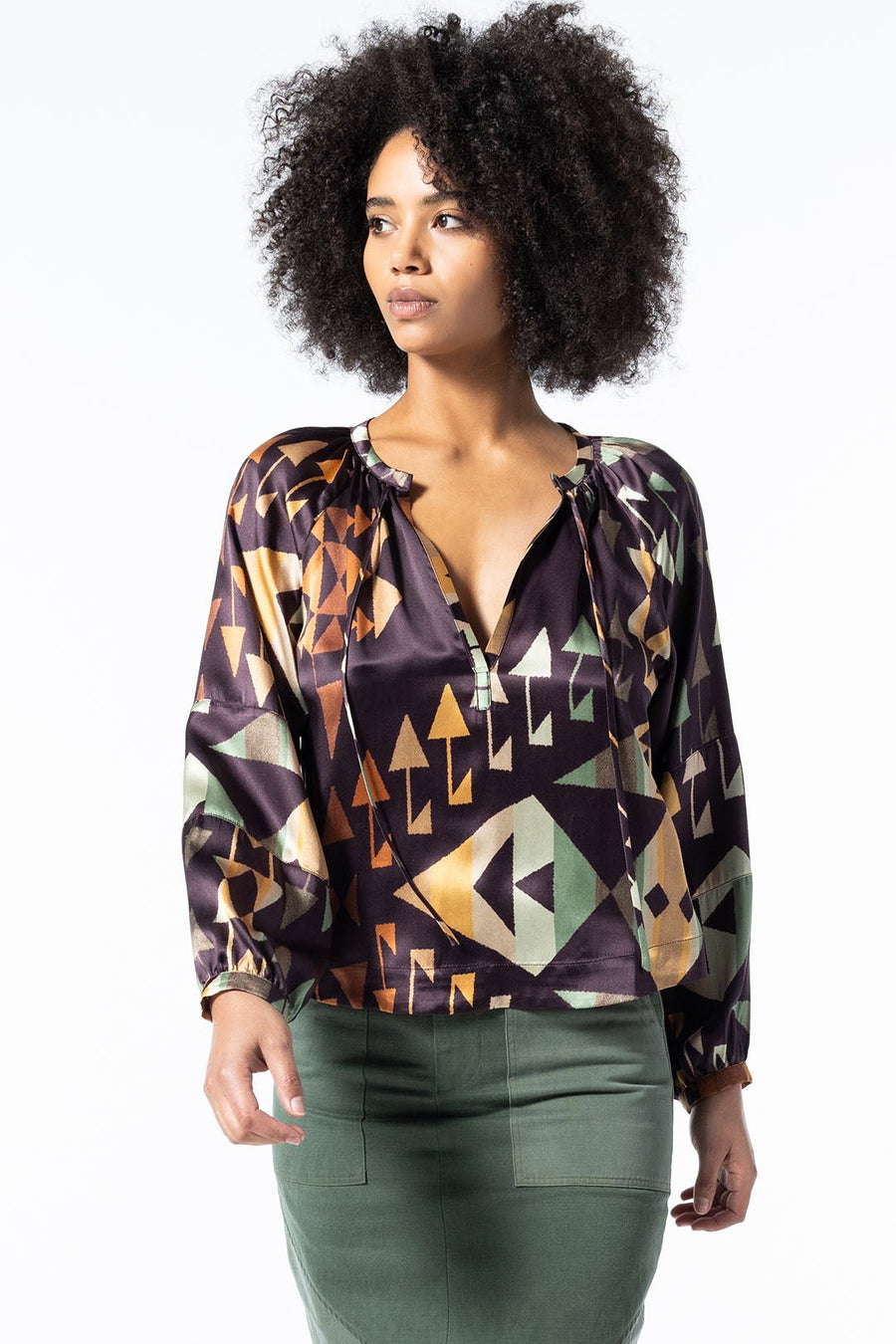 LABYRINTH LONG SLEEVE BLOUSE, MULTI - Burning Torch Online Boutique