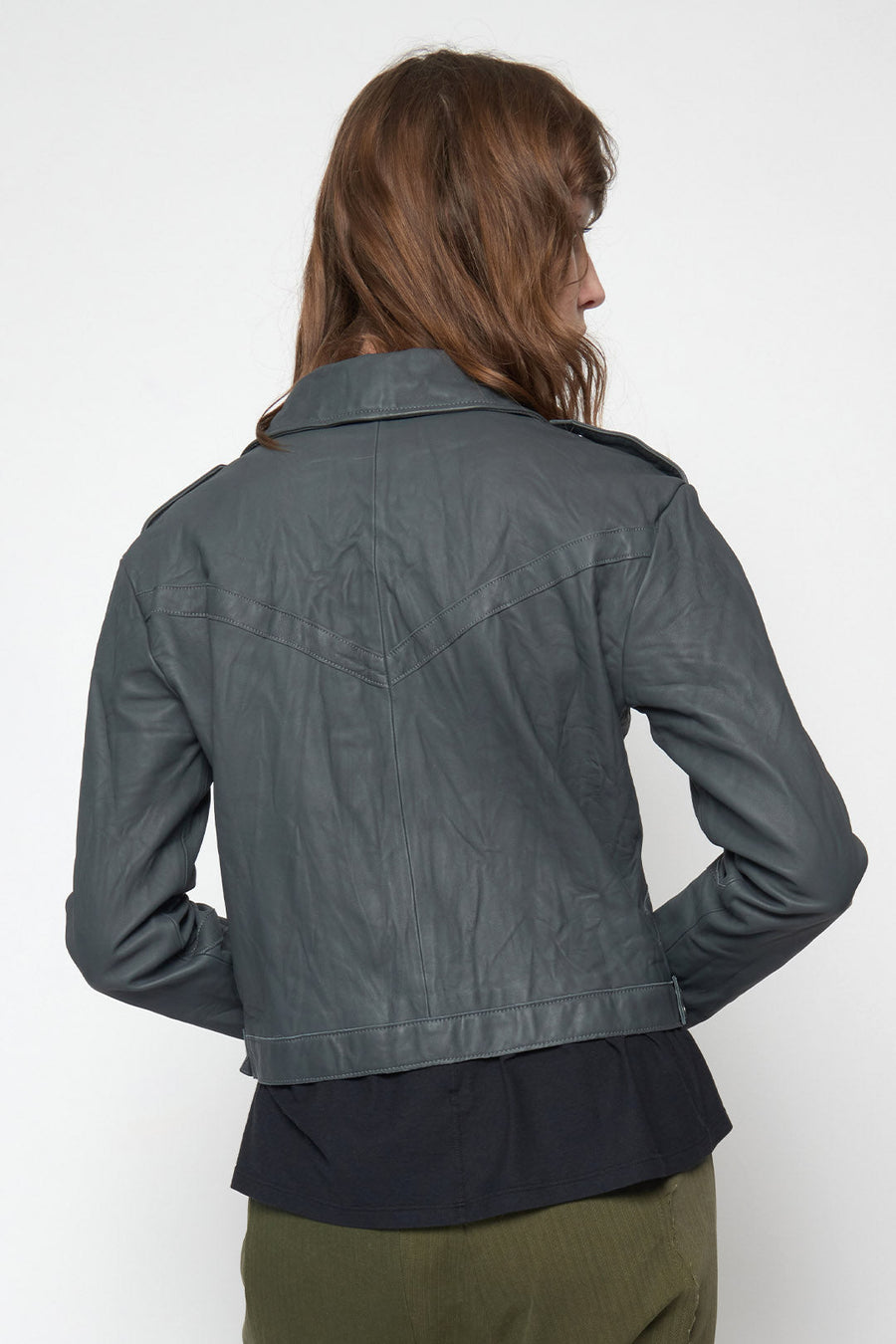 LEATHER AVIATOR JACKET, GRAPHITE - Burning Torch Online Boutique