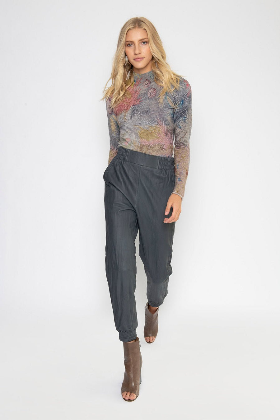 LEATHER JOGGER PANT, GRAPHITE - Burning Torch Online Boutique