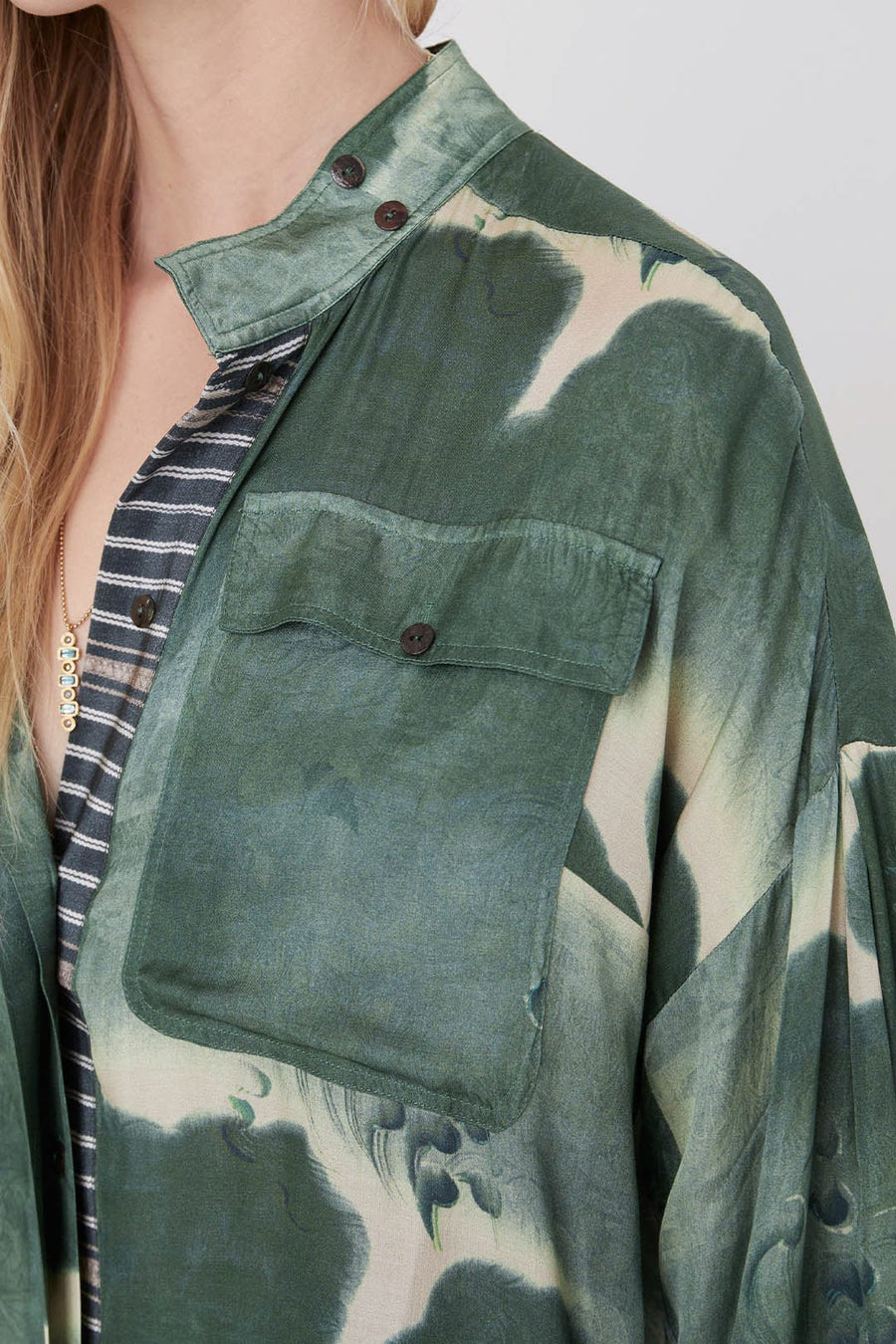 UBUD BUTTON DOWN SHIRT, ARMY - Burning Torch Online Boutique