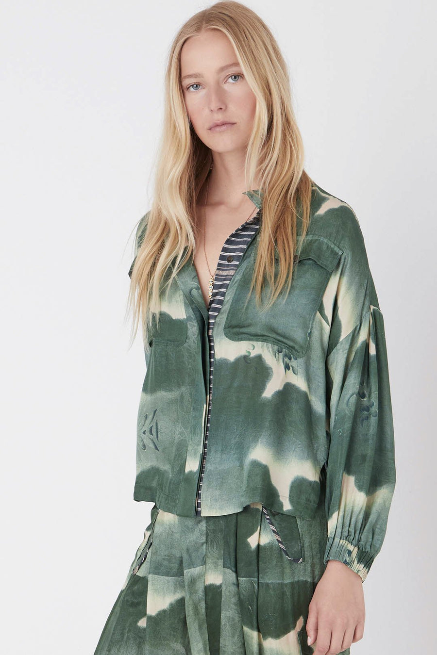 UBUD BUTTON DOWN SHIRT, ARMY - Burning Torch Online Boutique