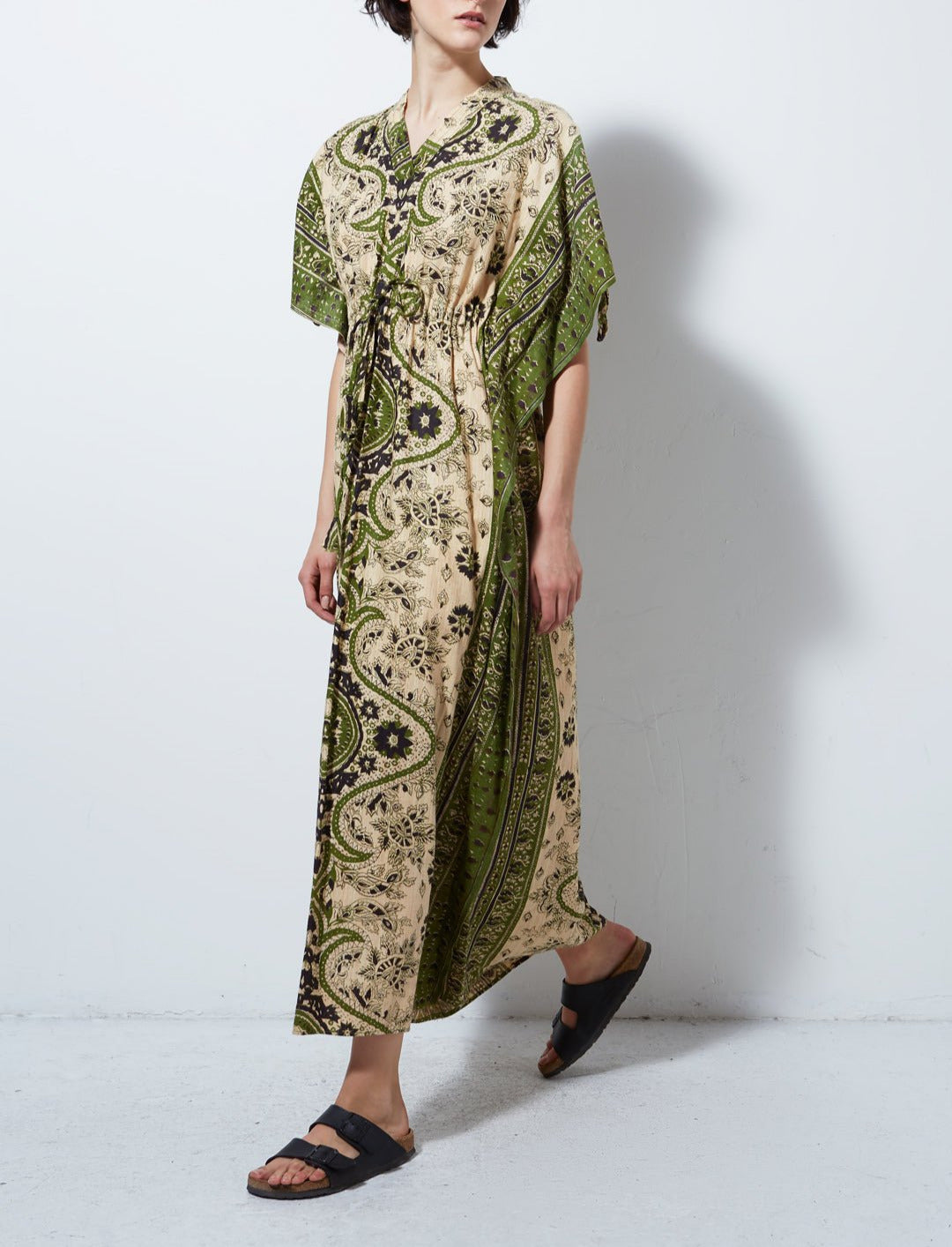 mana0313◾️CRISTSEYA WOOL CAFTAN Cristaseya Caftan Light Cotton Striped Black and Noisette – Neighbour