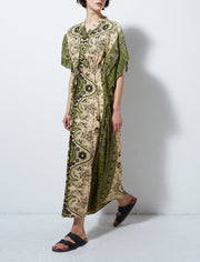 VINTAGE GREEN PAISLEY CAFTAN - Burning Torch Online Boutique