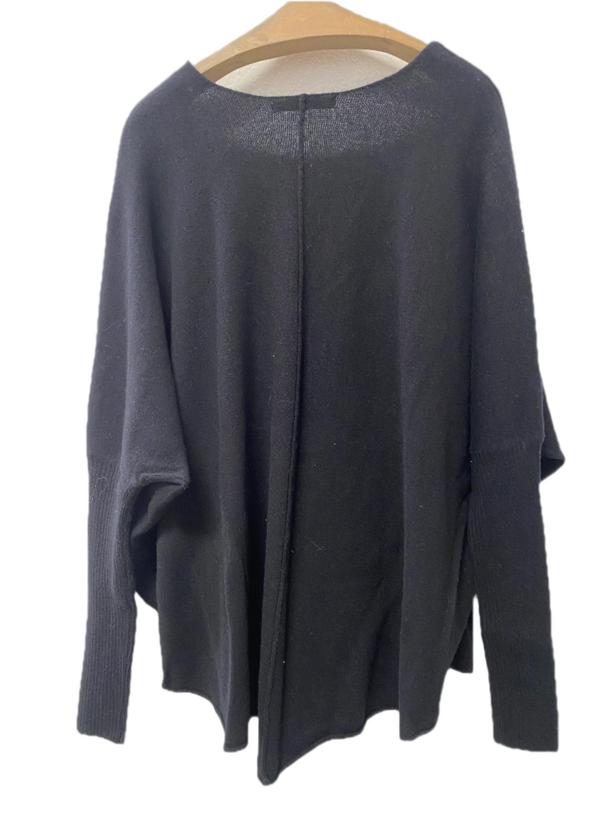 SHEETS PONCHO SWEATER, SAMPLE, BLACK