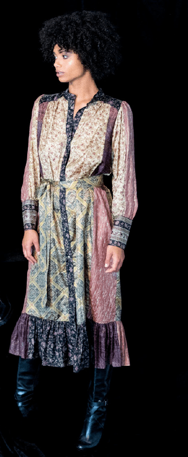 ASHBURY UPCYCLED SARI MIDI DRESS, MULTI - SAMPLE 30524 - Burning Torch Online Boutique