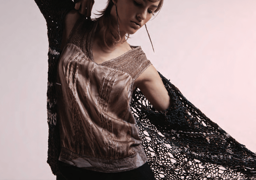 DREAM CATCHER LEATHER CARDIGAN, MARBLE - SAMPLE - Burning Torch Online Boutique