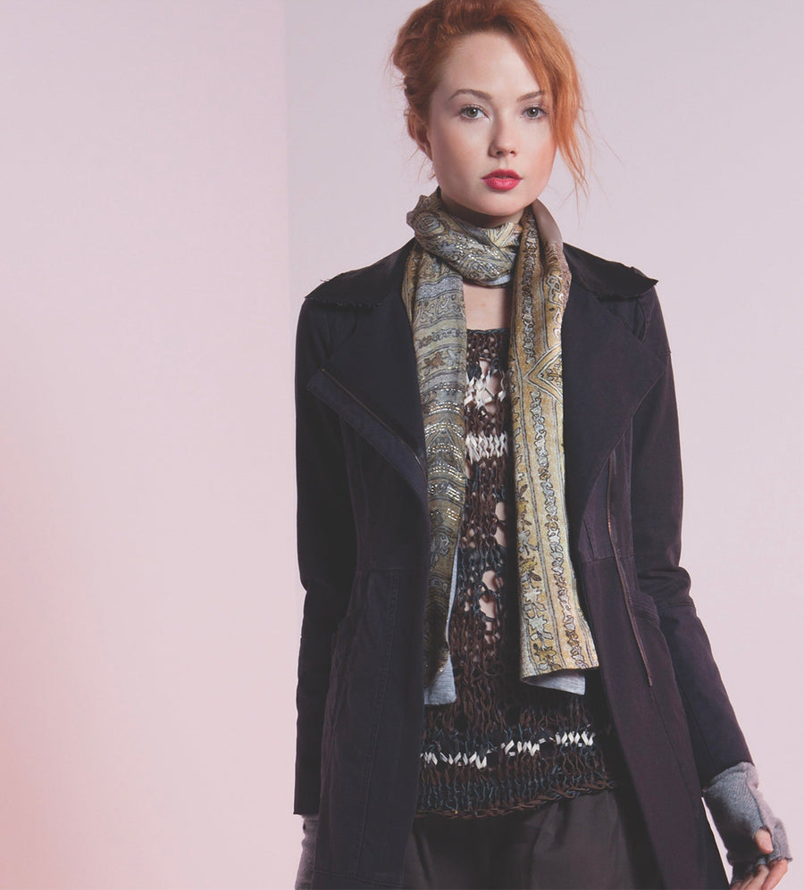 DREAM CATCHER LEATHER SWEATER, MARBLE - SAMPLE - Burning Torch Online Boutique
