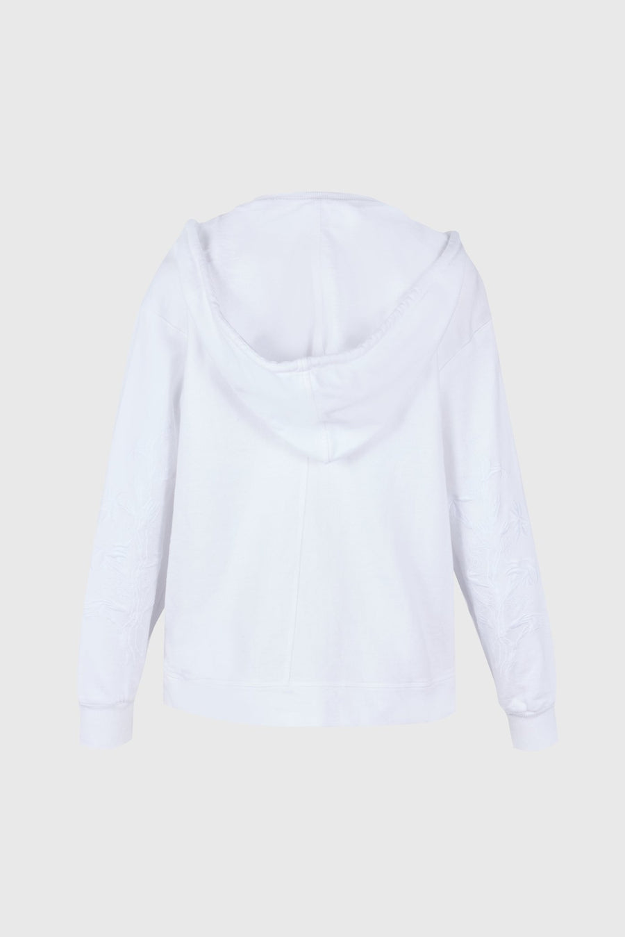 FLEECE HOODIE ZIP JKT, WHITE - Burning Torch Online Boutique