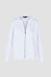 FLEECE HOODIE ZIP JKT, WHITE - Burning Torch Online Boutique