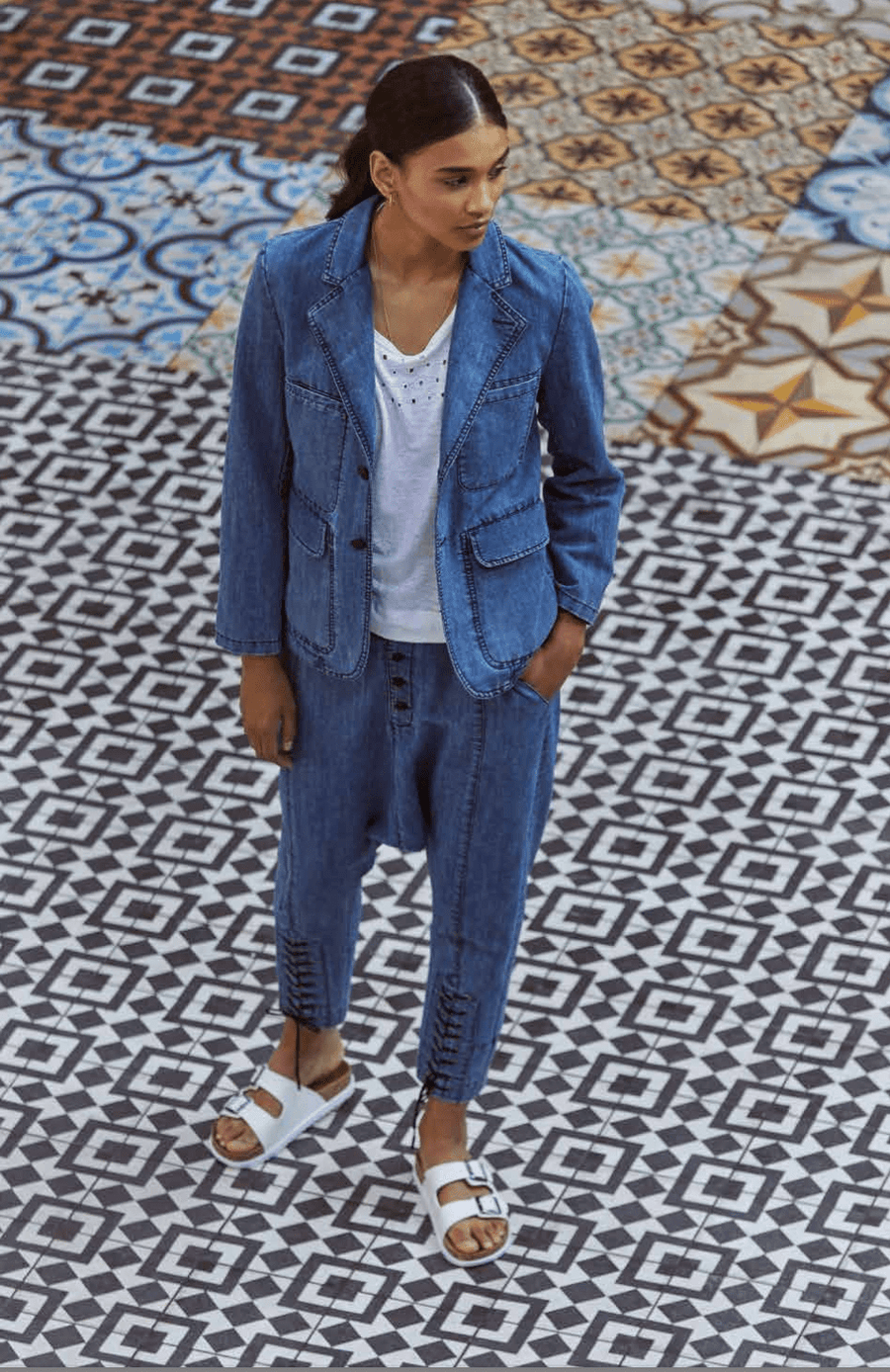 JEFFERSON DENIM BLAZER - SAMPLE 20975 - Burning Torch Online Boutique
