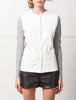 LEATHER KNIT MIX JACKET, WHITE/HEATHER, SAMPLE - Burning Torch Online Boutique