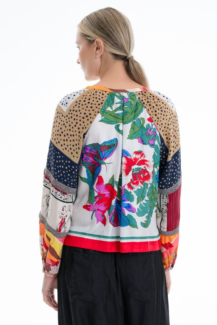 LILY UPCYCLED BLOUSE SAMPLE 72120 , MULTI - Burning Torch Online Boutique