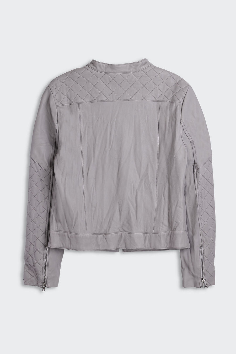 QUILTED WASHED LEATHER JACKET, DOVE - SAMPLE 21062 - Burning Torch Online Boutique