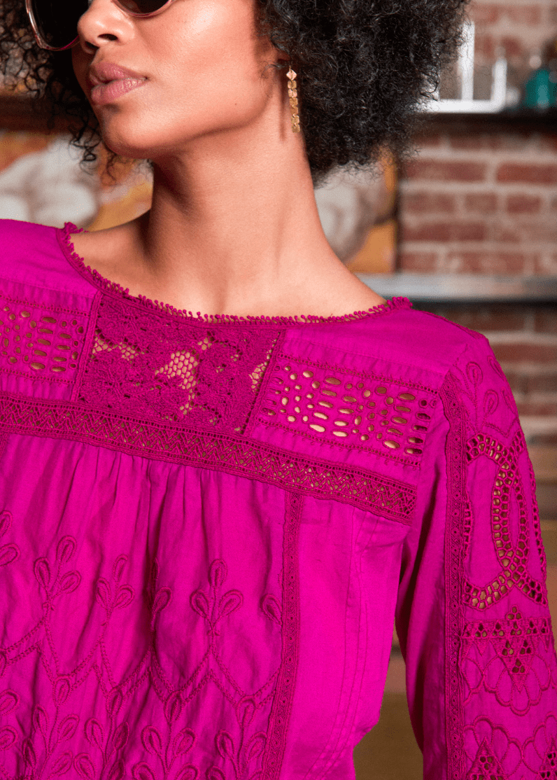 SOPHIA EYELET DRESS, LAGOON - SAMPLE - Burning Torch Online Boutique