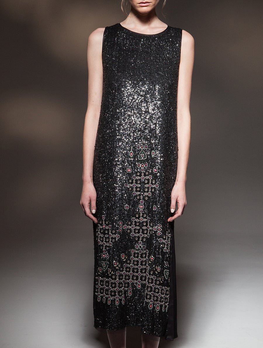 TWIGGY BEADED DRESS, MULTI, SAMPLE - Burning Torch Online Boutique