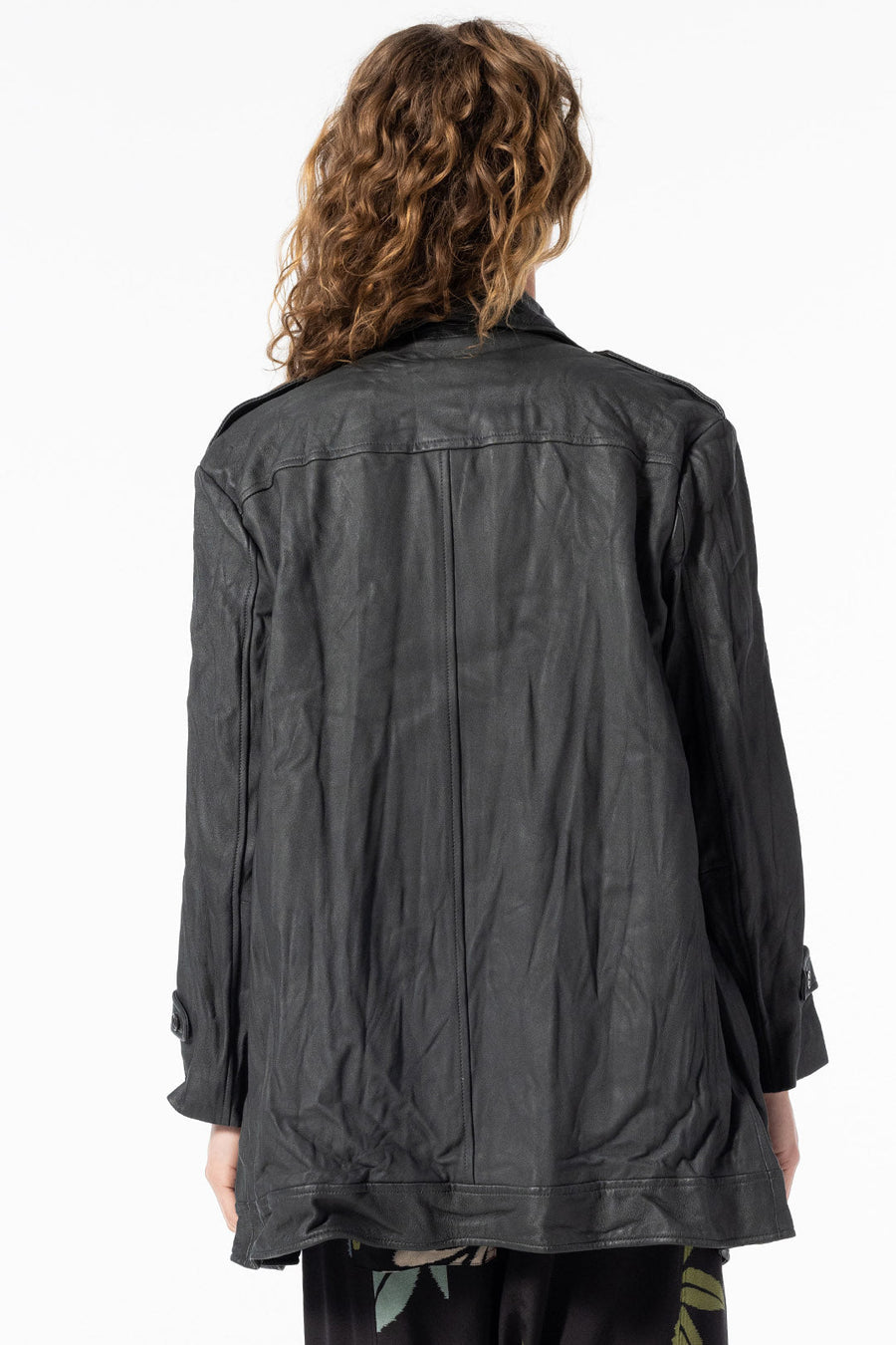 WASHED LEATHER MICRO TRENCH, VINTAGE BLACK - Burning Torch Online Boutique