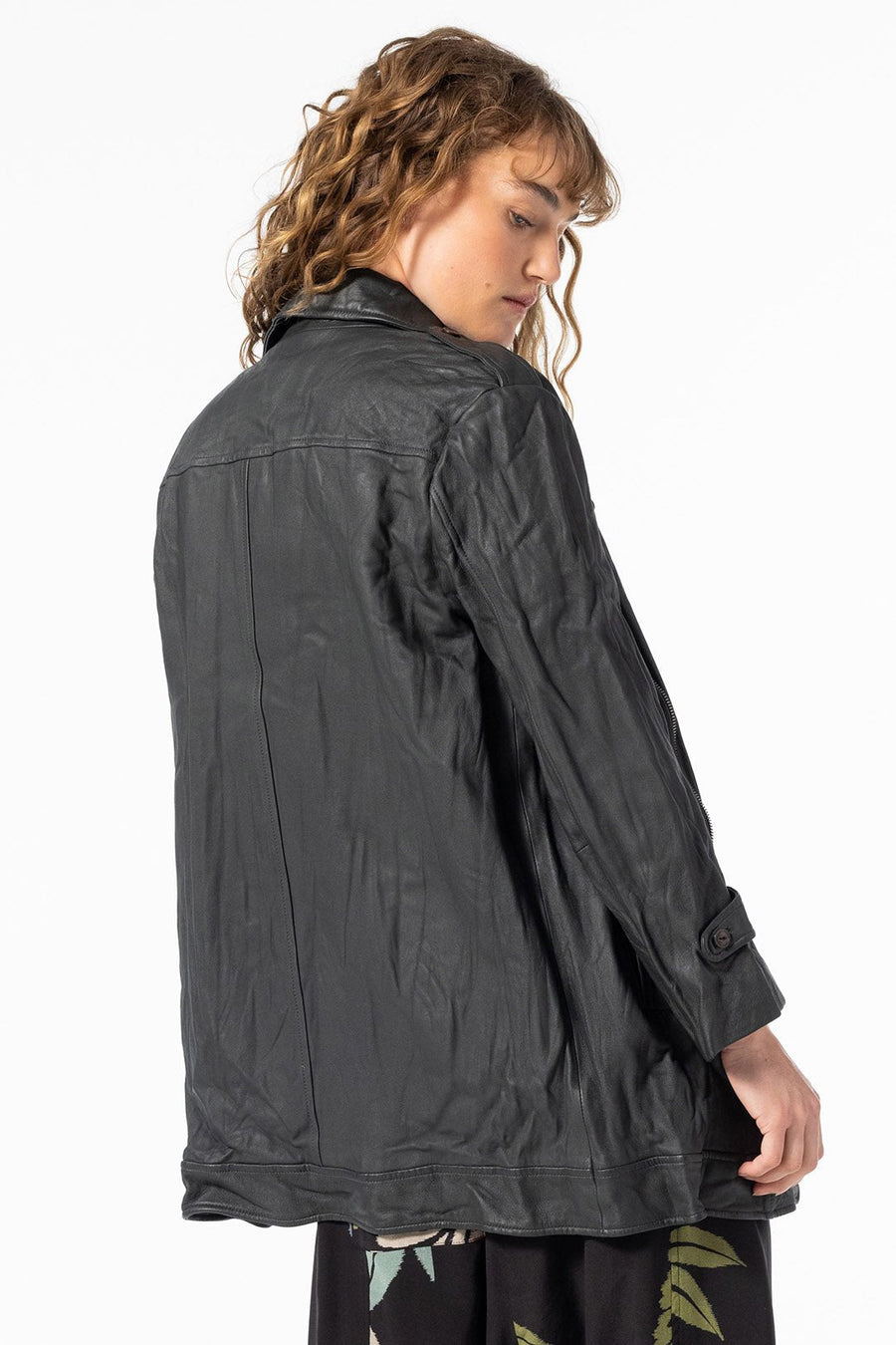 WASHED LEATHER MICRO TRENCH, VINTAGE BLACK - Burning Torch Online Boutique