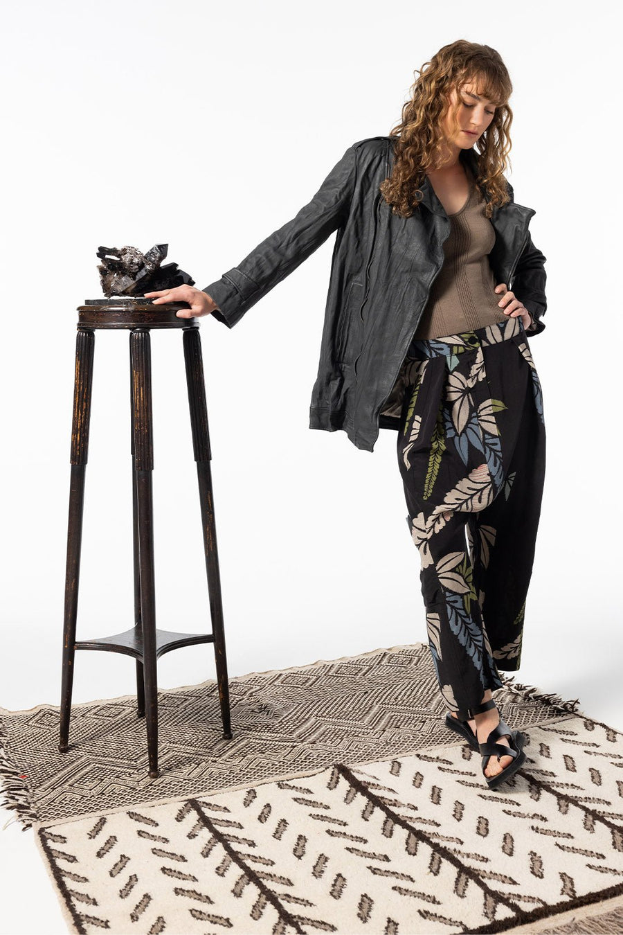 WASHED LEATHER MICRO TRENCH, VINTAGE BLACK - Burning Torch Online Boutique