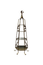 1960s Bronze Iron Etagere With Glass Shelves + Lamp - Burning Torch Online Boutique