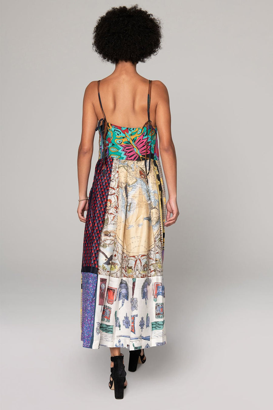 ALICE UPCYCLED SCARVES BARE MIDI DRESS, MULTI - Burning Torch Online Boutique