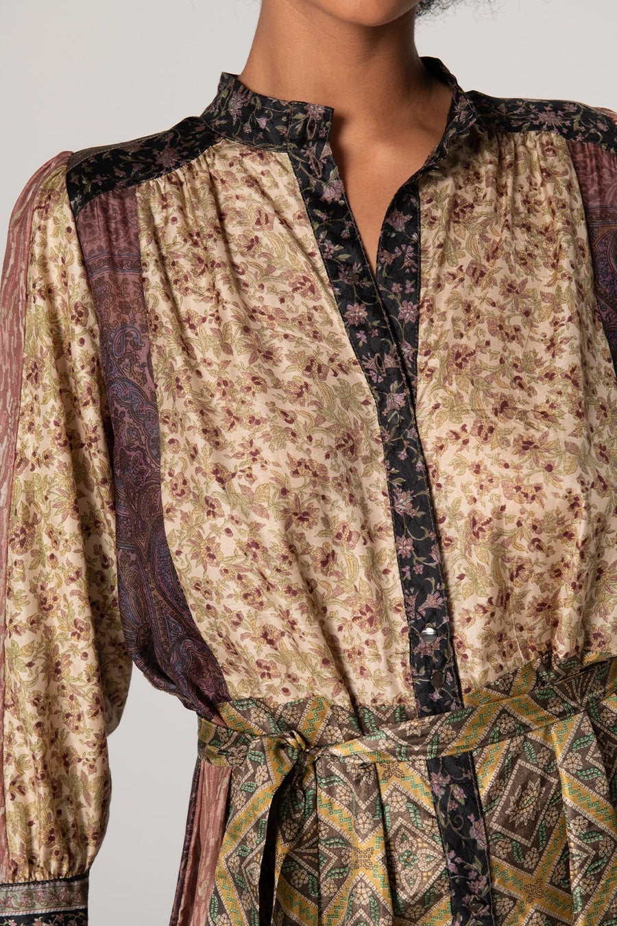 ASHBURY UPCYCLED SARI MIDI DRESS, MULTI - SAMPLE 30524 - Burning Torch Online Boutique