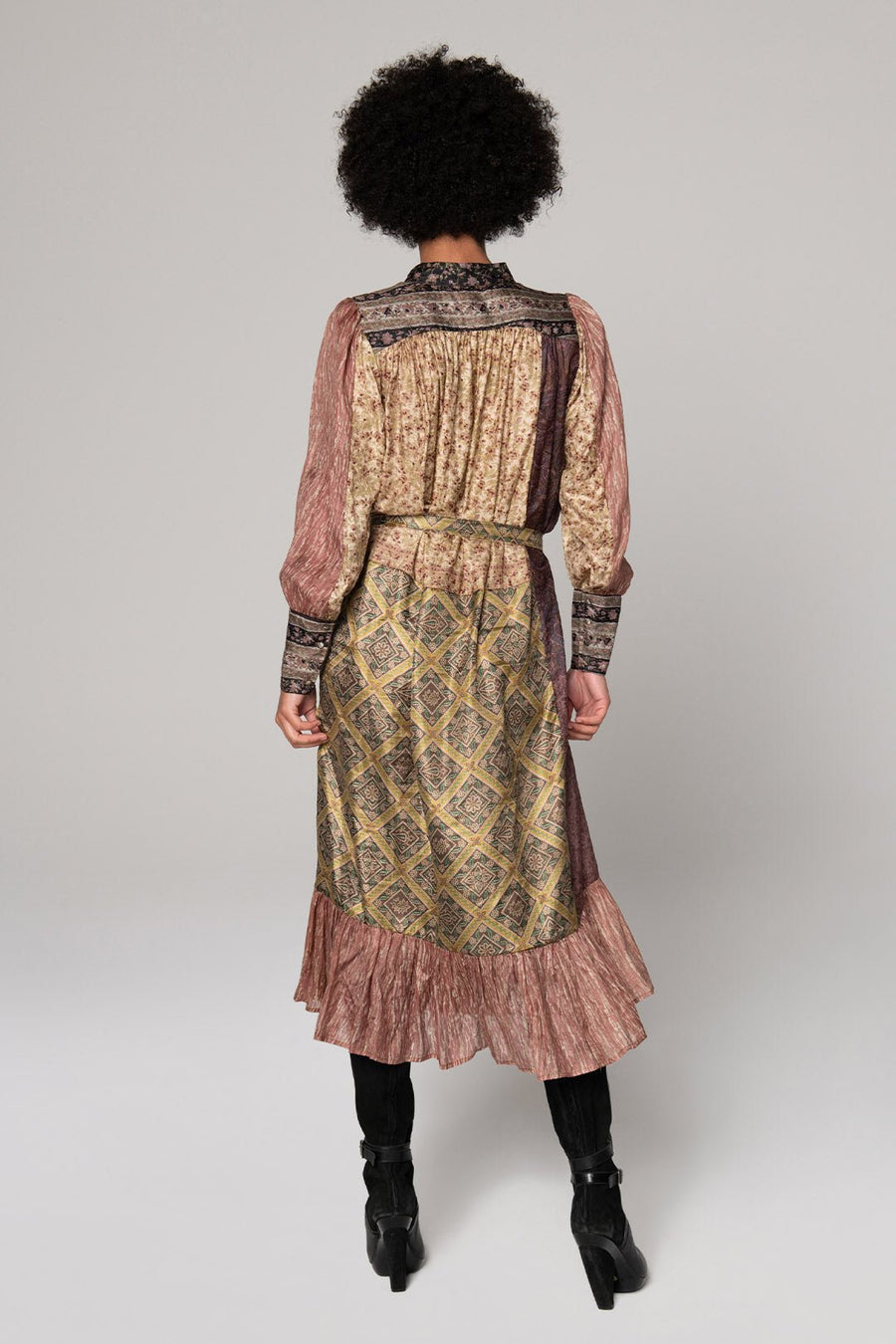 ASHBURY UPCYCLED SARI MIDI DRESS, MULTI - SAMPLE 30524 - Burning Torch Online Boutique