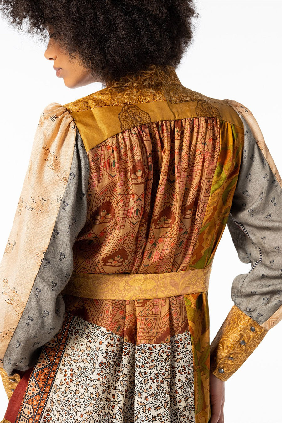 ASHBURY UPCYCLED SARI SHIRTDRESS DRESS, MULTI - Burning Torch Online Boutique