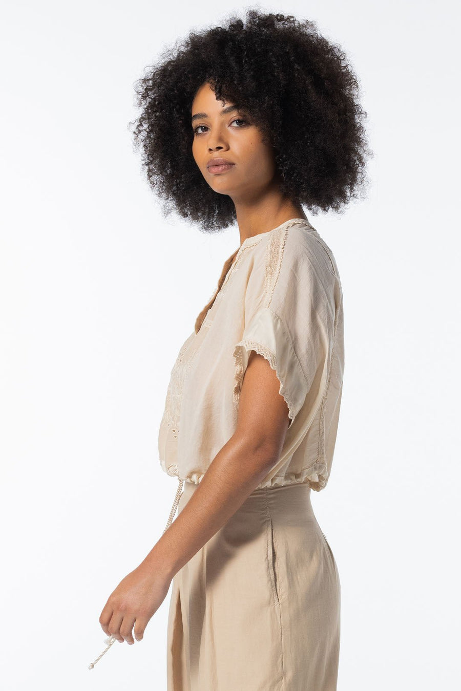 ATHENA POPOVER TOP, SAND - Burning Torch Online Boutique