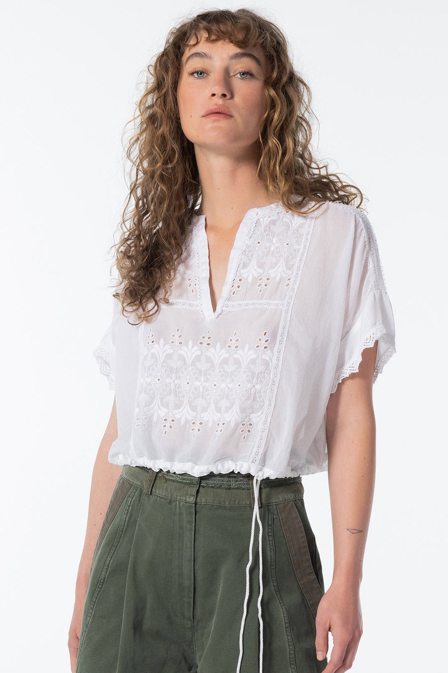 ATHENA POPOVER TOP, WHITE - Burning Torch Online Boutique