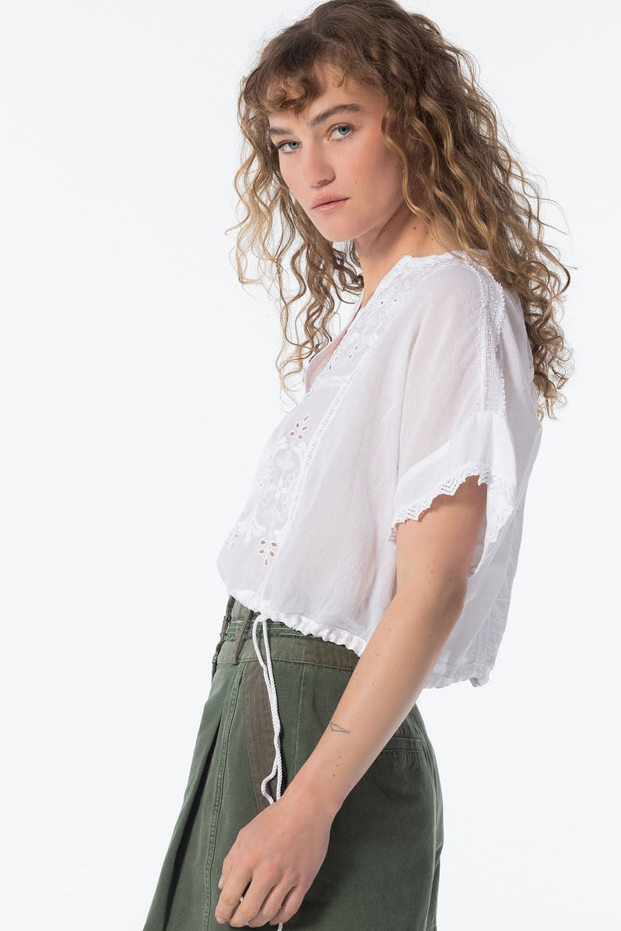 ATHENA POPOVER TOP, WHITE - Burning Torch Online Boutique