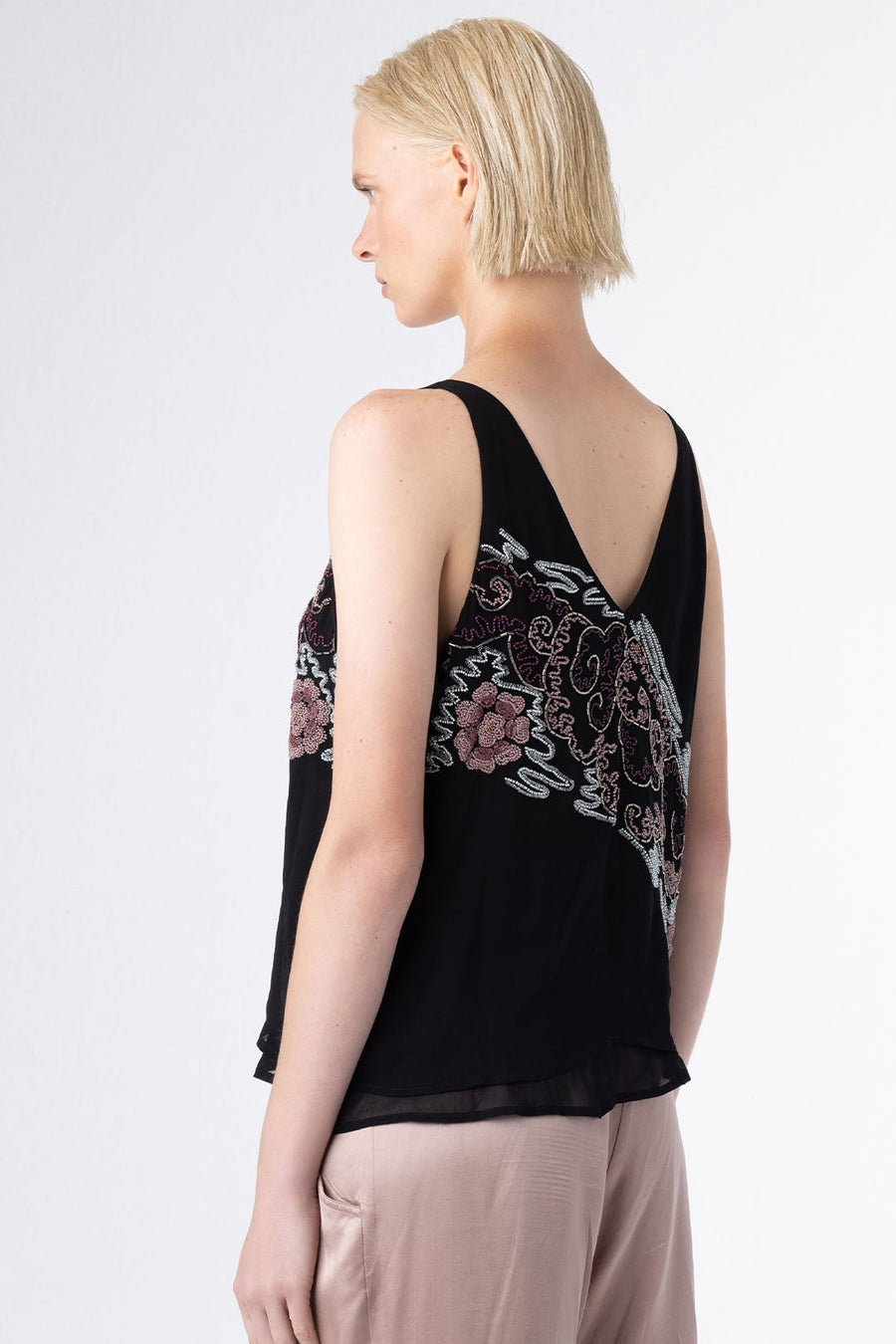 AVALON BEADED GEORGETTE TANK - Burning Torch Online Boutique