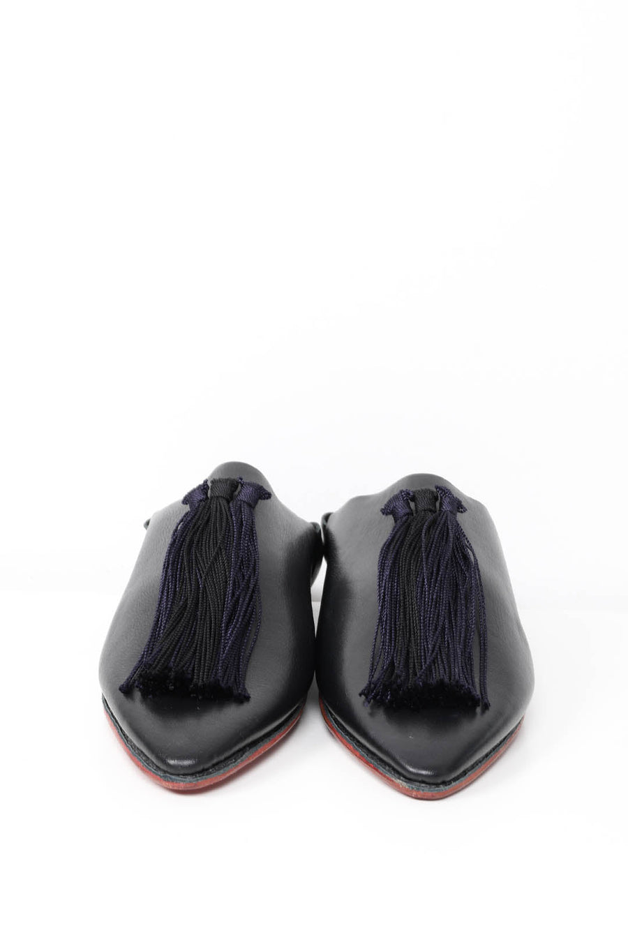 BLACK TASSEL SLIDES, BLK - Burning Torch Online Boutique