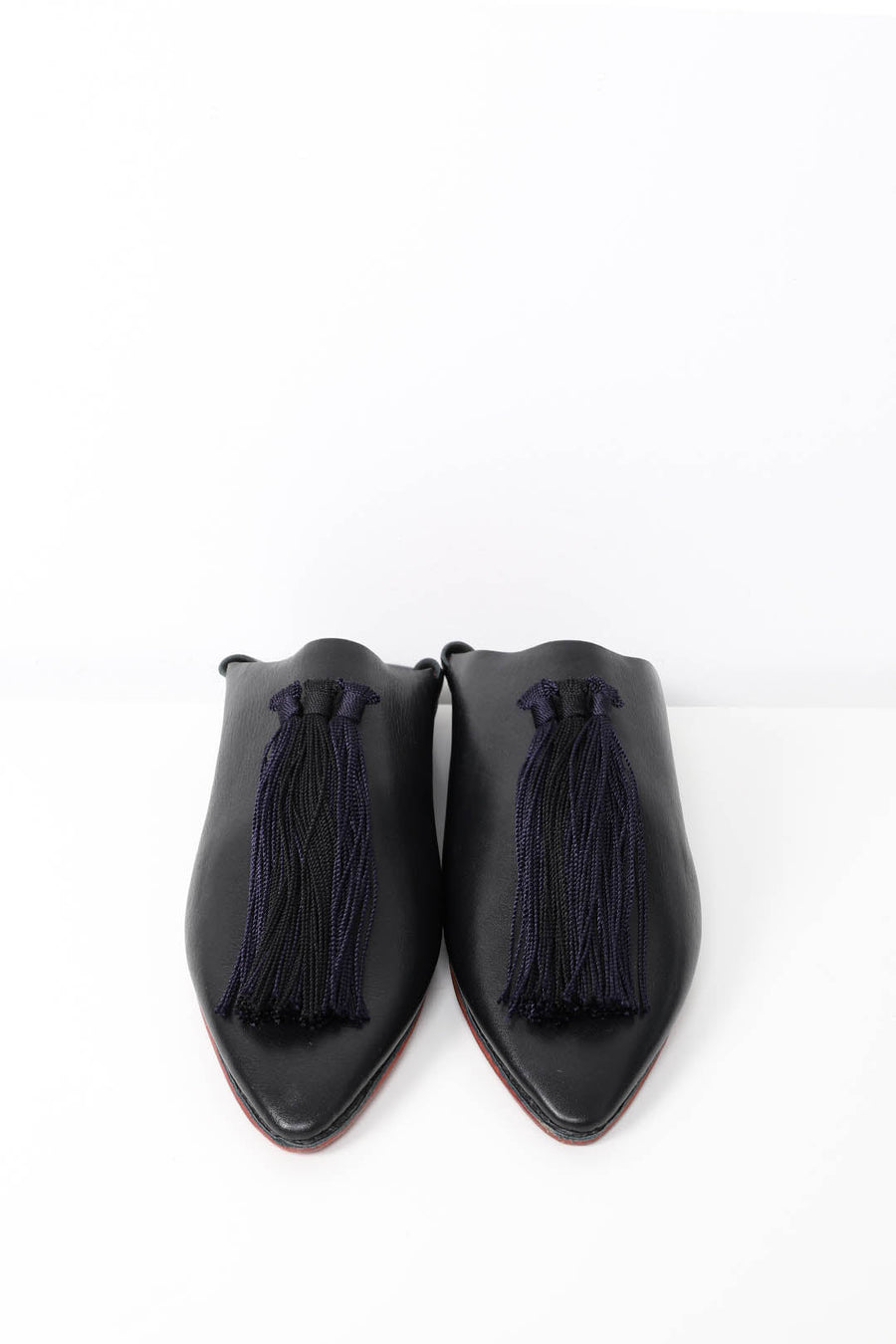 BLACK TASSEL SLIDES, BLK - Burning Torch Online Boutique