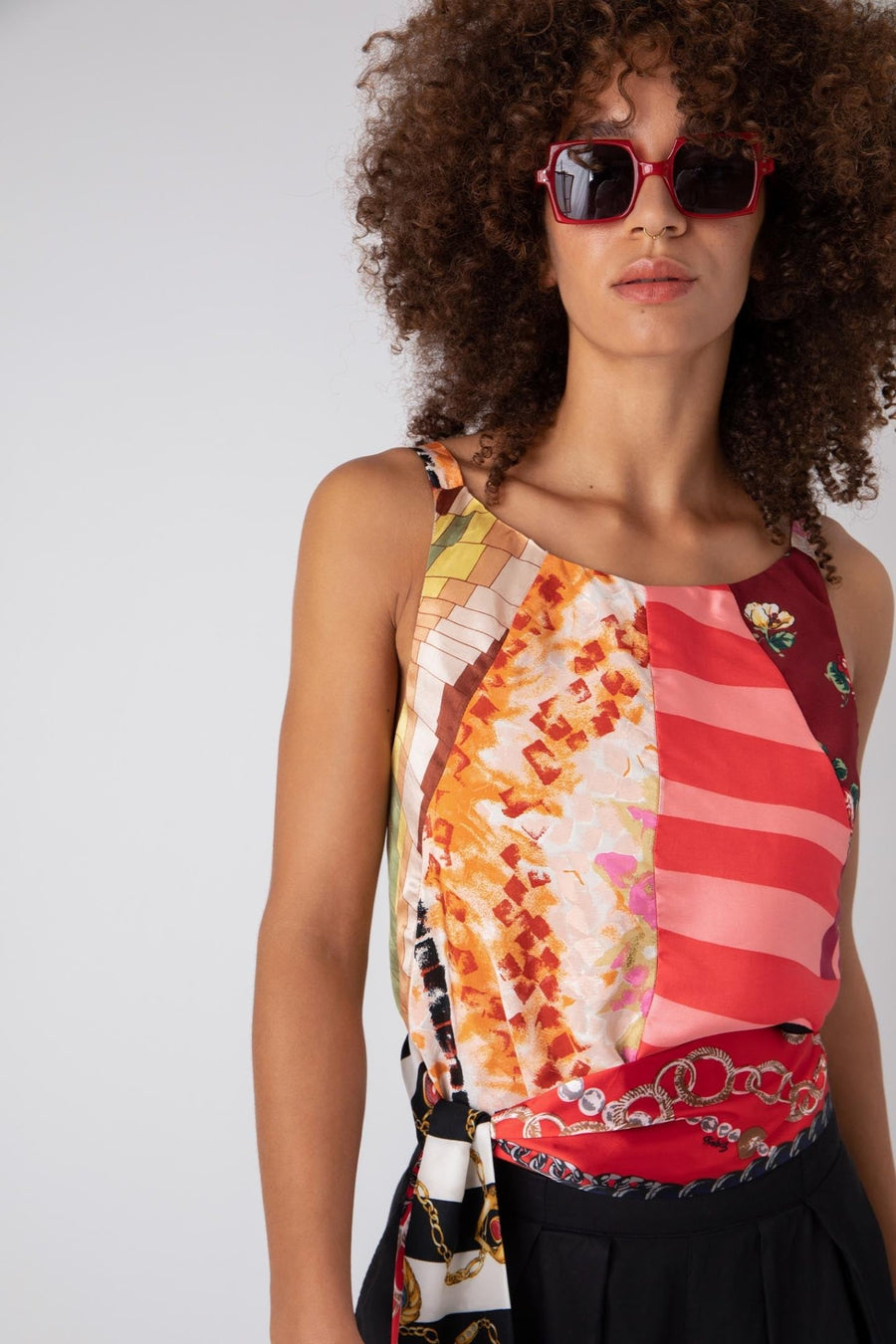 BRIDGETTE SLEEVELESS TIE TOP, MULTI - Burning Torch Online Boutique