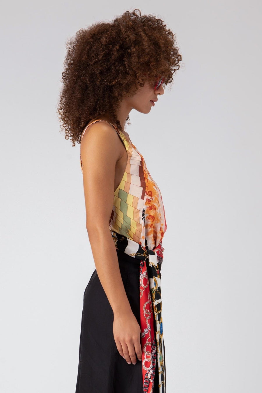 BRIDGETTE SLEEVELESS TIE TOP, MULTI - Burning Torch Online Boutique