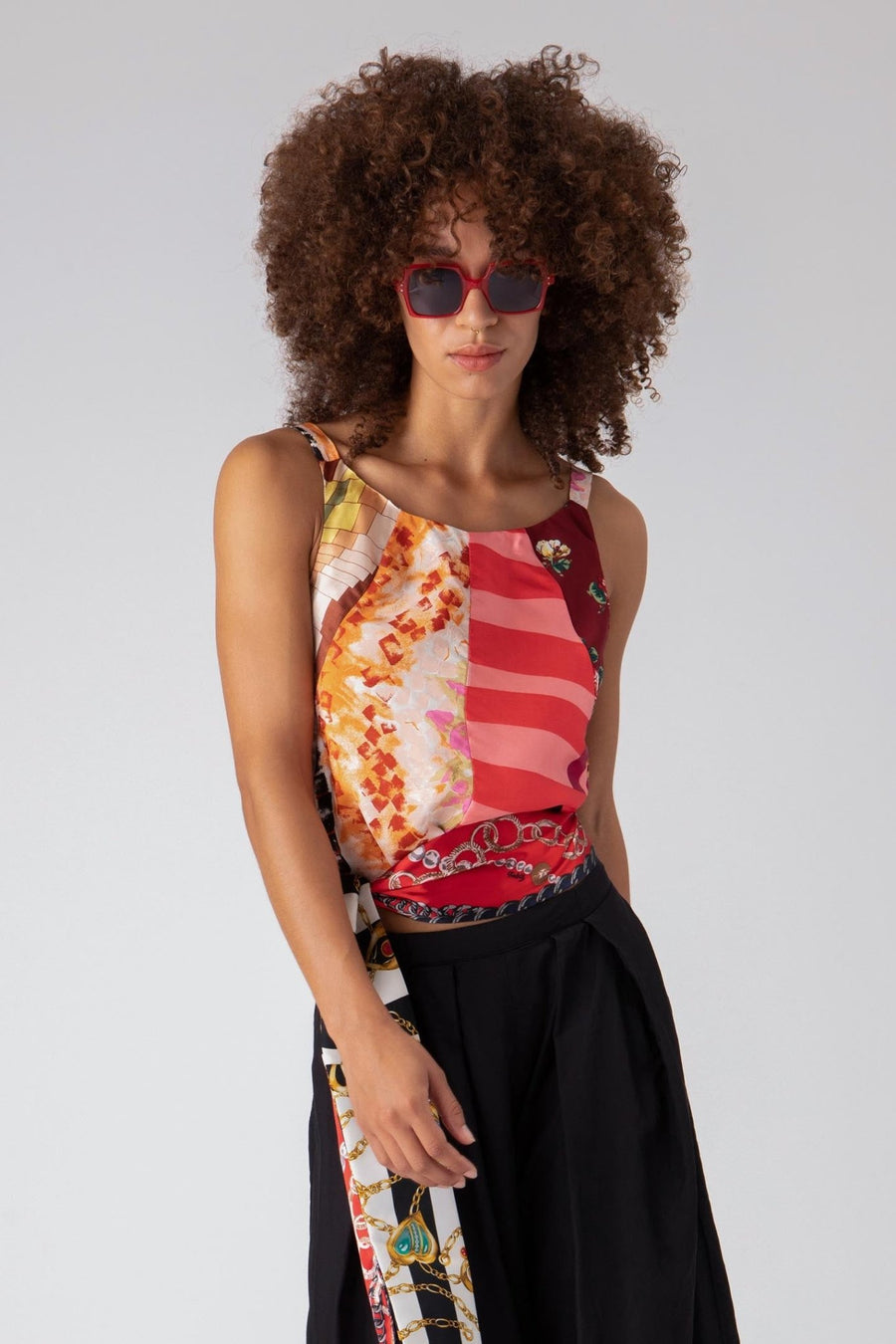 BRIDGETTE SLEEVELESS TIE TOP, MULTI - Burning Torch Online Boutique