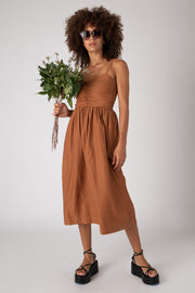 BRYCE RUCHED BODICE DRESS, AMBER - Burning Torch Online Boutique