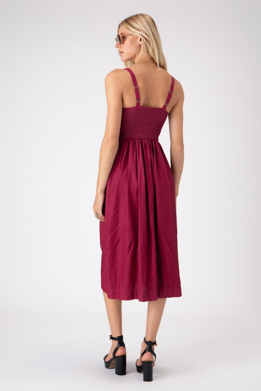 BRYCE RUCHED BODICE DRESS, SANGRIA - Burning Torch Online Boutique