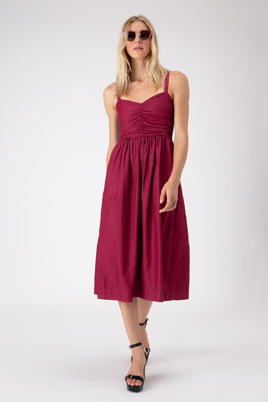 BRYCE RUCHED BODICE DRESS, SANGRIA - Burning Torch Online Boutique