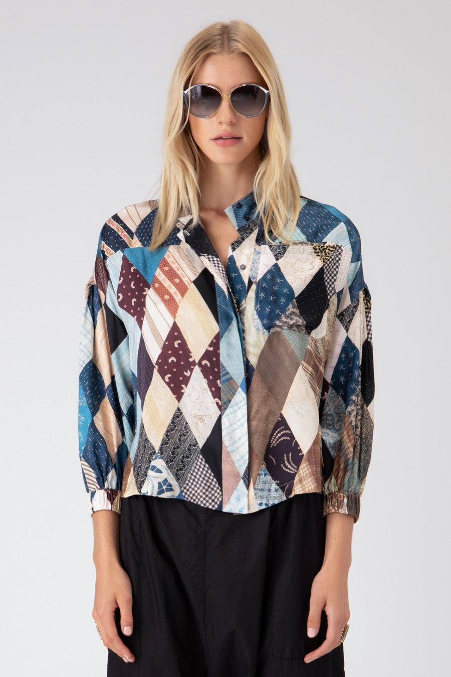 CALDER BUTTON DOWN TOP, MULTI - Burning Torch Online Boutique