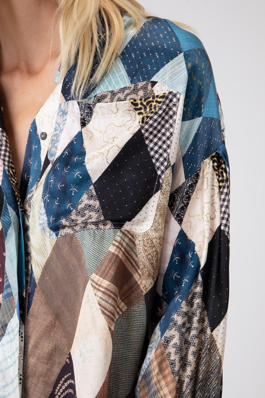 CALDER BUTTON DOWN TOP, MULTI - Burning Torch Online Boutique