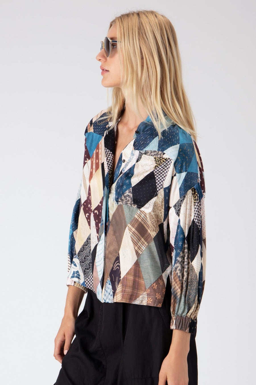 CALDER BUTTON DOWN TOP, MULTI - Burning Torch Online Boutique