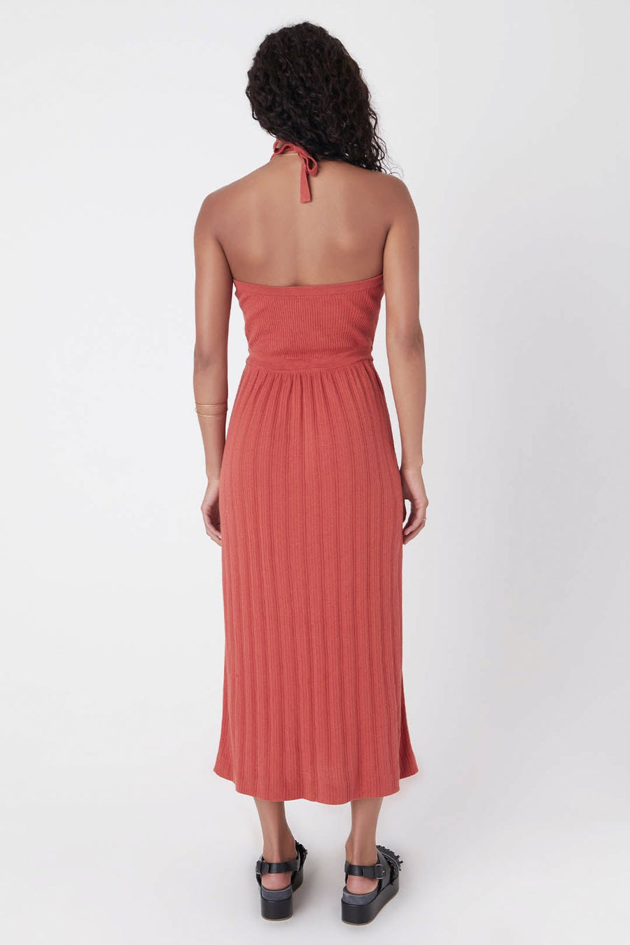 CAPRI WAISTED KNIT MIDI DRESS, POPPY - Burning Torch Online Boutique