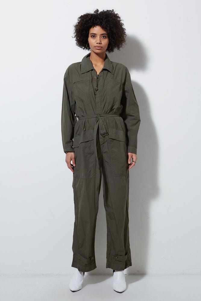 CAPSULE LONG SLEEVE JUMPSUIT, ARMY - Burning Torch Online Boutique